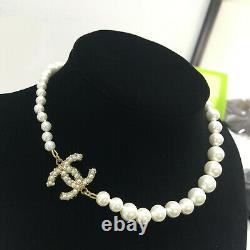 CHANEL Classic 100th Anniversary Edition Pearl Necklace with Golden CC Logo Pear