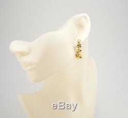 CHANEL Clover Drop Dangle Earrings Gold tone 96P withBOX #2451