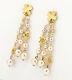 Chanel Clover Pearl Drop Dangle Earrings Gold Tone 03p Withbox V668