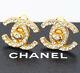 Chanel Crystal Turn Lock Earrings 0.8 0.7 Gold Rhinestone Clips 96a V861