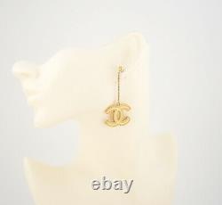 CHANEL Drop/Dangle CC Logos Butterfly Back Earrings Gold-tone w453