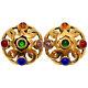 Chanel Gripoix Glass Stone Gold Earrings Vintage Multi-color Gold-tone Auth