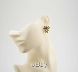 CHANEL Gripoix Stone Camellia Earrings Gold Clips withBOX #2296
