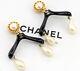Chanel Hanger Motif Dangle Earrings Black Resin Withbox Very Rare M9256
