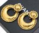 Chanel Hoop 2 Way Dangle Earrings Gold Clips 25 Vintage #1077
