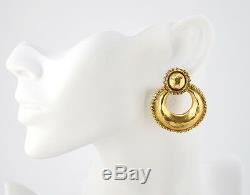 CHANEL Hoop 2 way Dangle Earrings Gold Clips 25 Vintage #1077