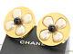 Chanel Jumbo Flower Pearl Round Earrings Gold Tone Clip-on Withbox V1358