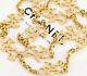 Chanel Logo Charm Necklace 35 Inch Long Gold Tone Vintage Authentic