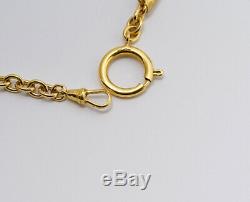 CHANEL Logo charm Necklace 35 inch long Gold Tone Vintage Authentic