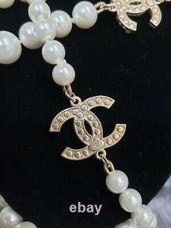 CHANEL Long Classic 3 CC Pearl Necklace