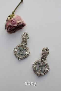 CHANEL Lovely drop clip on earrings with CC logo and rhinestones