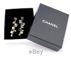 CHANEL Many Charm Dangle stud Earrings Clover & Heart & Pearl withBOX p701