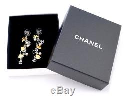 CHANEL Many Charm Dangle stud Earrings Clover & Heart & Pearl withBOX v842