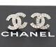 Chanel Mini Cc Logo Crystal Stud Earrings Silver & Rhinestone Withbox