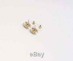 CHANEL Mini CC Logos Crystal Stud Earrings Gold & Rhinestone F18V withBOX
