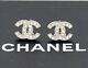 Chanel Mini Cc Logos Crystal Stud Earrings Silver 04a Withbox