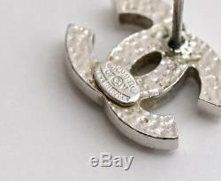 CHANEL Mini CC Logos Crystal Stud Earrings Silver & Rhinestone 07V withBOX v1904