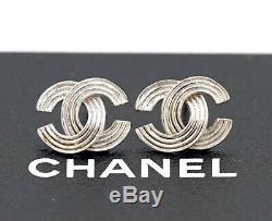 CHANEL Mini CC Logos Stud Earrings Silver Tone 00A withBOX v1387