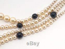 CHANEL Multi-Strand Pearl Long Necklace Gold Tone withBOX RARE