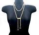 Chanel Pearl Chain Lariat Necklace 51 Silver Tone Cc Logos