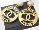 Chanel Pearl Huge Cc Logos Dangle Earrings Gold Tone Clips Vintage Rare P7393