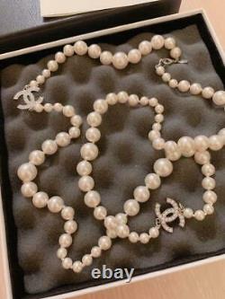 CHANEL Pearl Long Necklace Authentic with Box tracking
