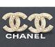 Chanel Pearl Stud Cc Logos Butterfly Back Earrings Gold-tone W4142