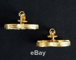 CHANEL Rhinestone CC Logos Clip-On Earrings Gold-tone p770