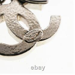 CHANEL Rhinestone CC Logos Pendant Necklace Silver-tone
