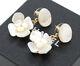 Chanel Shell Camellia Dangle Earrings Gold Tone 01a Withbox V1437