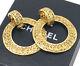 Chanel Logo Hoop 2 Way Dangle Earrings Gold Clips Vintage Withbox #1275