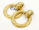 Chanel Logo Hoop 2 Way Dangle Earrings Gold Clips Vintage Withbox V1873