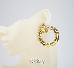 CHANEL logo Hoop 2 way Dangle Earrings Gold Clips Vintage withBOX v1873
