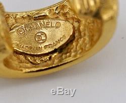 CHANEL logo Hoop 2 way Dangle Earrings Gold Clips Vintage withBOX v1873