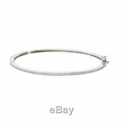 CRISLU Cubic Zirconia Pave Thin Stack Hinged Bangle Finished in Pure PlatinumNEW