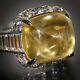 Cabochon 23.66ct Yellow Sapphire & White Cz 1.80ct Wedding Ring In 925 Silver