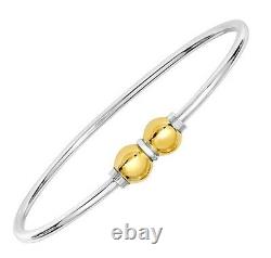 Cape Cod Jewelry 925 Sterling Silver and 14K Gold 2 Ball Screw Bracelet Size 6