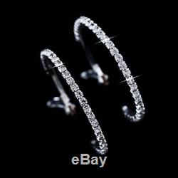 Certified Large Diamond Hoop Earrings 14k White Gold Best For Valentine Gift