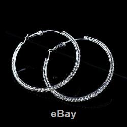 Certified Large Diamond Hoop Earrings 14k White Gold Best For Valentine Gift