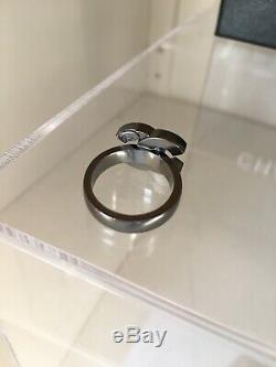 Chanel 100% Authentic Black Antique Crystal CC Monogram Ring BEAUTIFUL