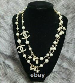 Chanel 21s Metal & Strass Gold & Crystal Necklace