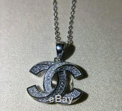 Chanel Beautiful CC Logo Pendant Silver Necklace