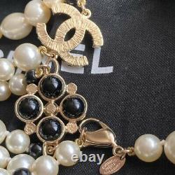 Chanel Bicolor Pearl long Necklace CC Mark CoCo Logo Authentic Rare WithBox F/S