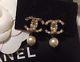Chanel Cc 100% Authentic Beautiful Clip On Gold Pearl Drop Earrings