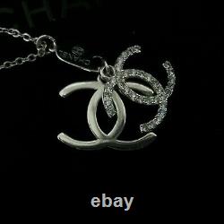 Chanel double CC Necklace Silver