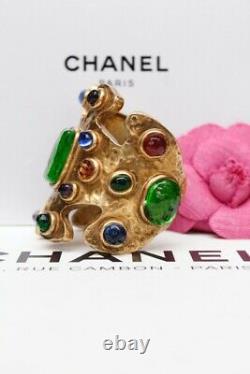 Chanel exceptional cuff bracelet in gilded metal and multicolor glass paste