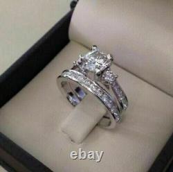 Channel Set Engagement Wedding Ring 2.90Ct Diamond Solid 14k White Gold Size 8