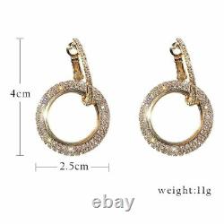 Chic Geometric Luxury Round Earrings Crystal Hoop Earrings Jewelry Women Gift