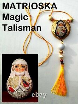 Children jewelry kids necklace lucky amulet russian doll ooak matrioska ethnic 4