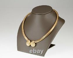 Christian Dior Beautiful Gold Tone Mesh Choker Shell snap clasp Necklace 15
